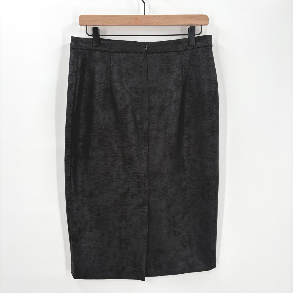 Ronen Chen Black Textured Faux Leather Pencil Skirt US 2 Made in Israel - Picture 2 of 7